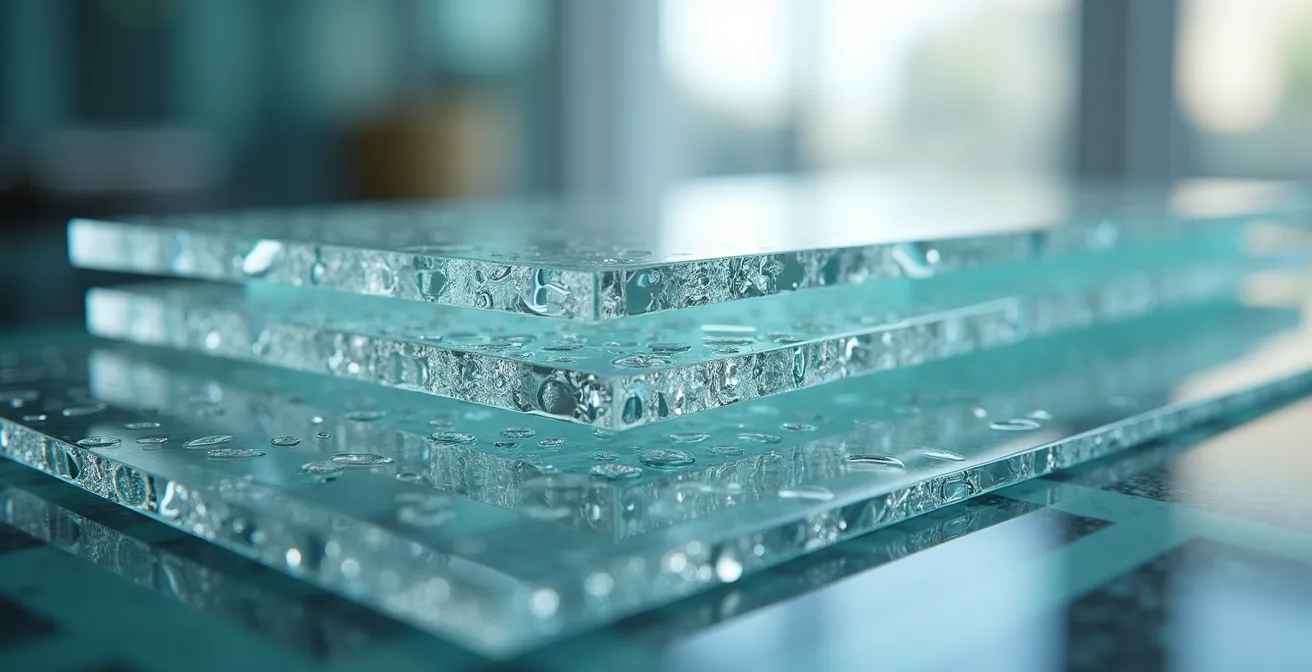 Visualisierung der finanziellen Entwicklung eines Baurechtsvertrags über Jahrzehnte, dargestellt durch geschichtete transparente Platten.