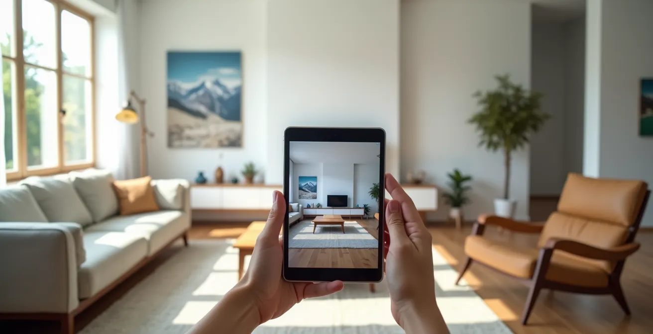 Paar erstellt gemeinsam ein digitales Inventar ihrer Wohnungseinrichtung