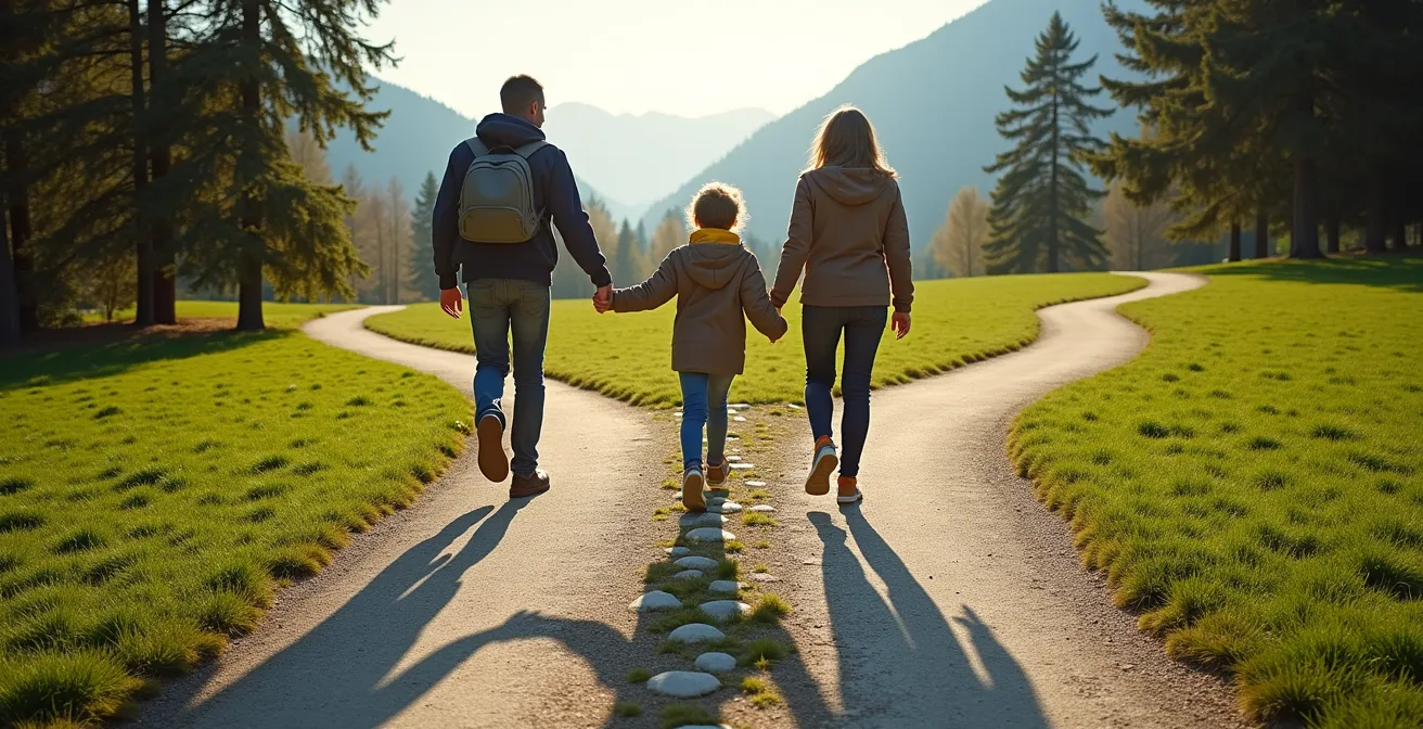 Symbolische Darstellung der Geschwisterverbindung trotz unterschiedlicher Lebenswege